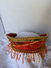 Load image into Gallery viewer, Kokoshnik, orange with waves and pedants - modern headpiece, handmade