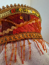 Load image into Gallery viewer, Kokoshnik, orange with waves and pedants - modern headpiece, handmade