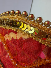 Load image into Gallery viewer, Kokoshnik, orange with waves and pedants - modern headpiece, handmade