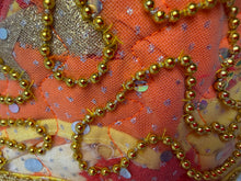 Load image into Gallery viewer, Kokoshnik, orange with golden chain ornament - modern headpiece, handmade