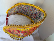 Load image into Gallery viewer, Kokoshnik, orange with golden chain ornament - modern headpiece, handmade