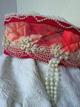 Load image into Gallery viewer, Povyazka, pink with ribbon flowers and pearls - modern headpiece, handmade
