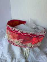 Load image into Gallery viewer, Povyazka, pink with ribbon flowers and pearls - modern headpiece, handmade