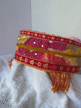 Load image into Gallery viewer, Povyazka with rose ribbon and orange pedants - modern headpiece, handmade