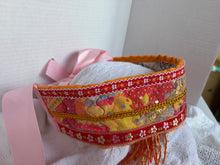 Load image into Gallery viewer, Povyazka with rose ribbon and orange pedants - modern headpiece, handmade