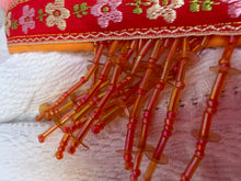 Load image into Gallery viewer, Povyazka with rose ribbon and orange pedants - modern headpiece, handmade