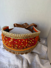 Load image into Gallery viewer, Povyazka, orange with golden beads - modern headpiece, handmade