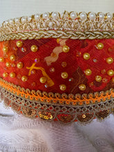 Load image into Gallery viewer, Povyazka, orange with golden beads - modern headpiece, handmade