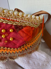 Load image into Gallery viewer, Povyazka, orange with golden beads - modern headpiece, handmade