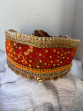Load image into Gallery viewer, Povyazka, orange with golden beads - modern headpiece, handmade