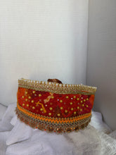 Load image into Gallery viewer, Povyazka, orange with golden beads - modern headpiece, handmade