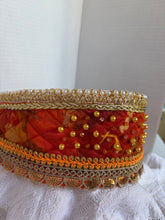 Load image into Gallery viewer, Povyazka, orange with golden beads - modern headpiece, handmade