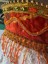 Load image into Gallery viewer, Kokoshnik, orange with waves and pedants - modern headpiece, handmade