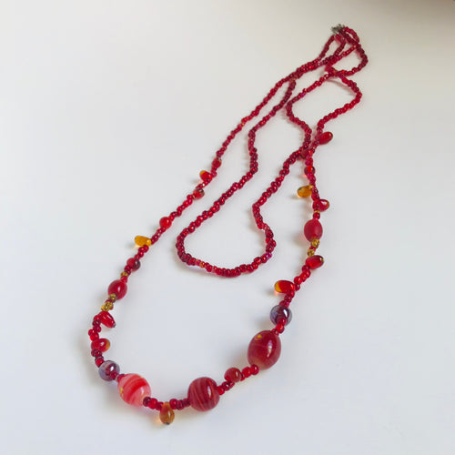 Glass bead necklace, handmade