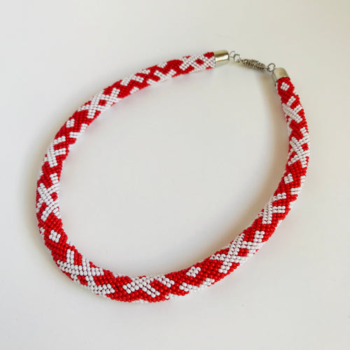 Bead woven necklace, handmade