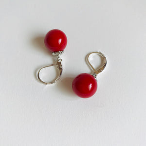 Natural red coral earrings