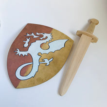 Load image into Gallery viewer, Wooden toy sword and shield