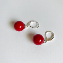 Load image into Gallery viewer, Natural red coral earrings