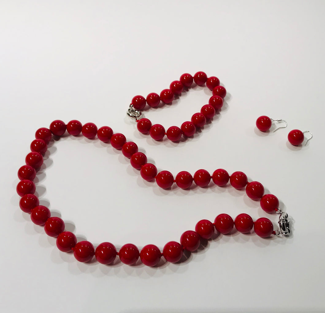 Natural red coral set