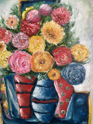 Summer flowers, canvas, oil
