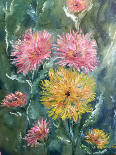 Flowers, canvas, oil