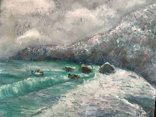 Storm in a bay, canvas, oil