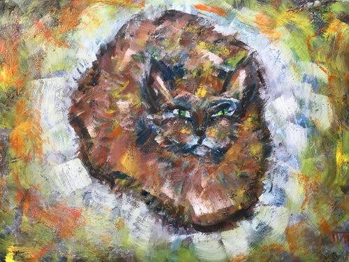 Hunting cat, oil on canvas