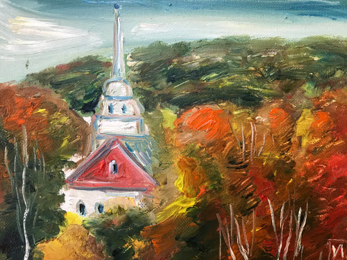 Old American church, oil on canvas