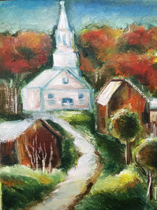 Church in New England, oil on canvas