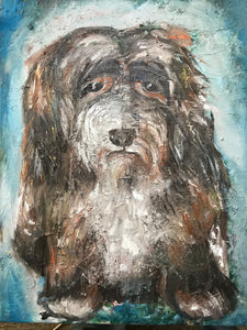 Shelter dog, oil on canvas