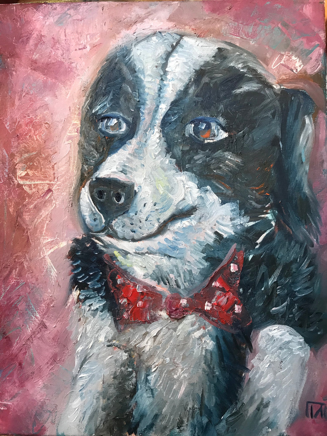 Artistic dog, oil on canvas