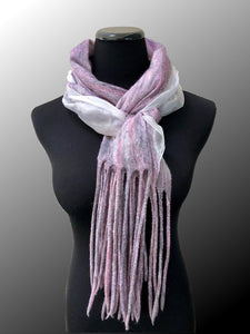 Nunofelted Wrap Merino Wool Pink Grey