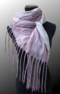 Nunofelted Wrap Merino Wool Pink Grey