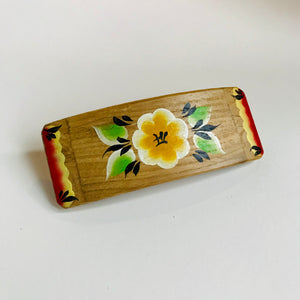 Wooden painted hair clips.