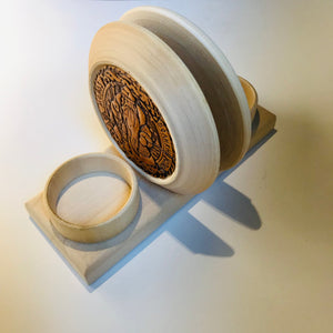 Wooden with Birch bark accent napkin holder.
